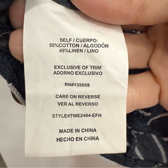 Altar’d State Small Linen Blend Striped Button-Down Crop Tank Top with Buttons - Picture 4 of 5